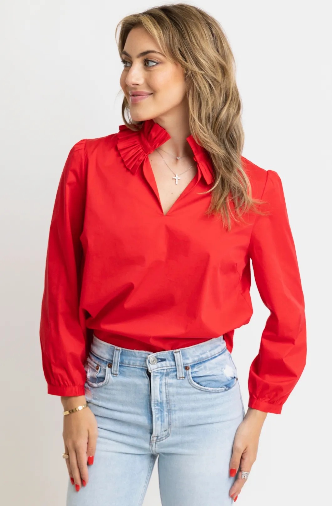 Savannah Ruffle Top | Red