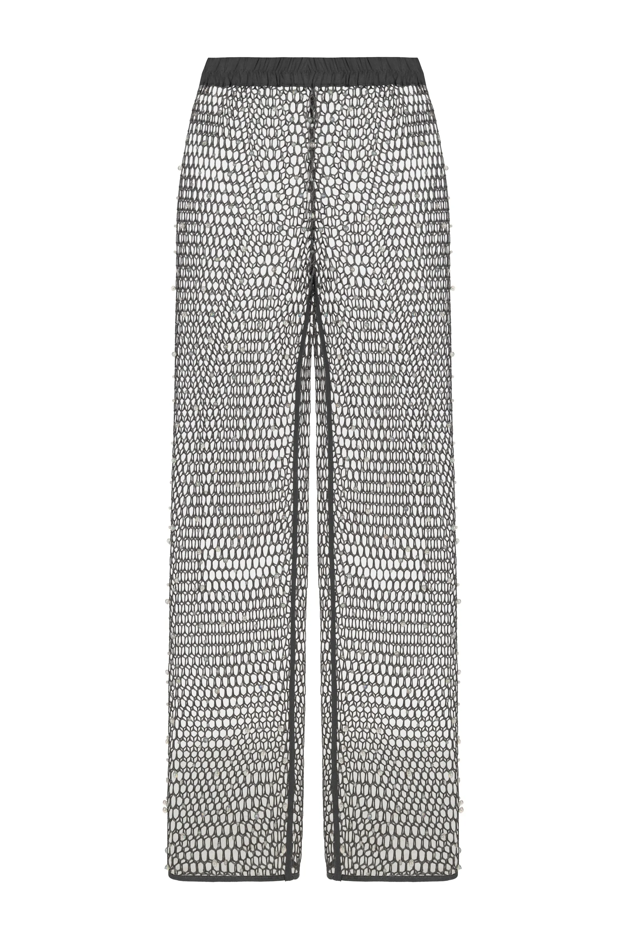 Shimmering Threaded Mesh Pants