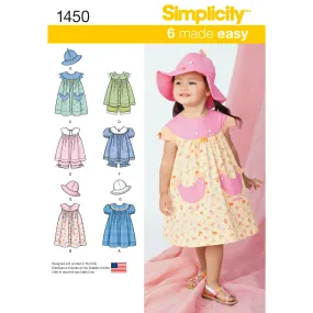 Simplicity Sewing Pattern 1450 Toddlers’ Dress, Top, Panties and Hat