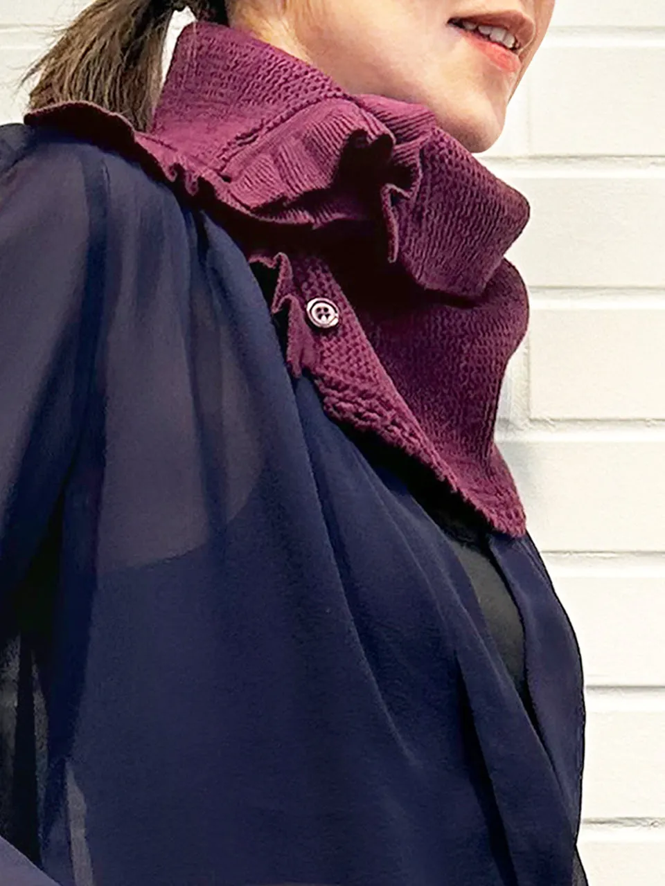 SPECIAL! Mulberry Crochet-Trimmed Ruffle A-lined Neck Warmer