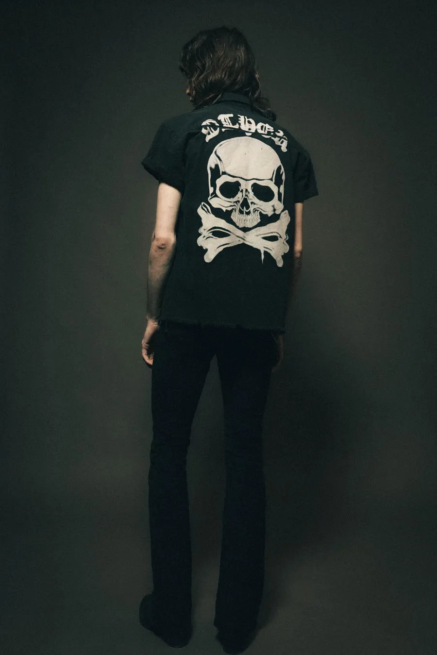 S/S Skull Crossbones Military Shirt | Vintage Black