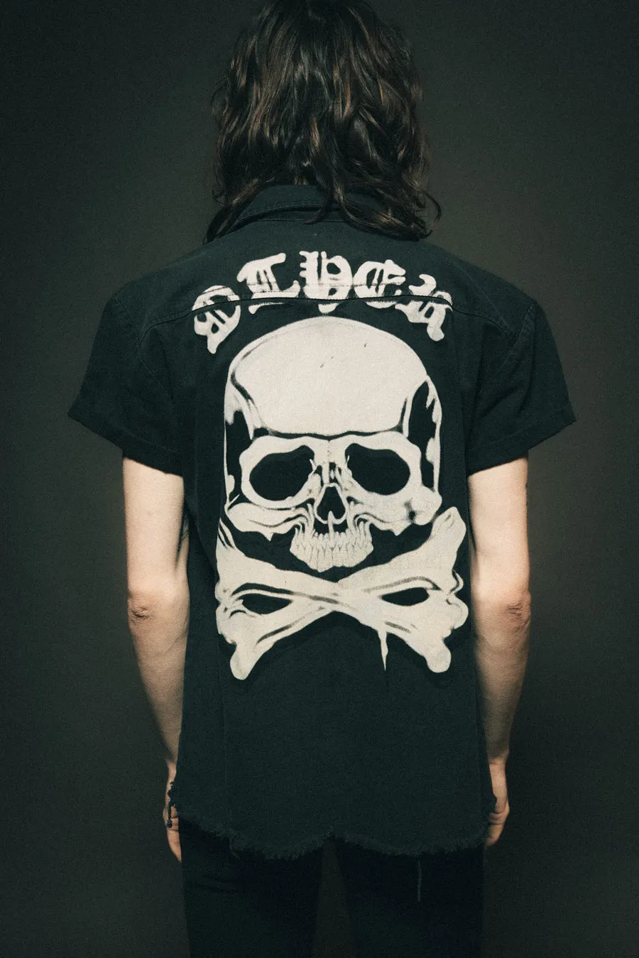 S/S Skull Crossbones Military Shirt | Vintage Black