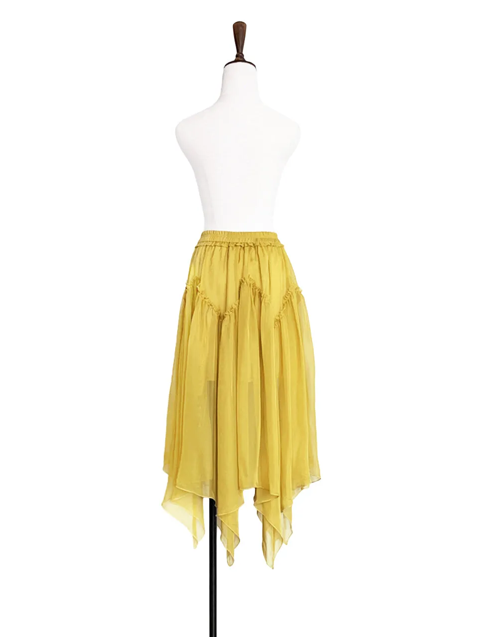 Surprise Sale! Muddy Yellow Handkerchief Hem Chiffon Lightweight Skirt