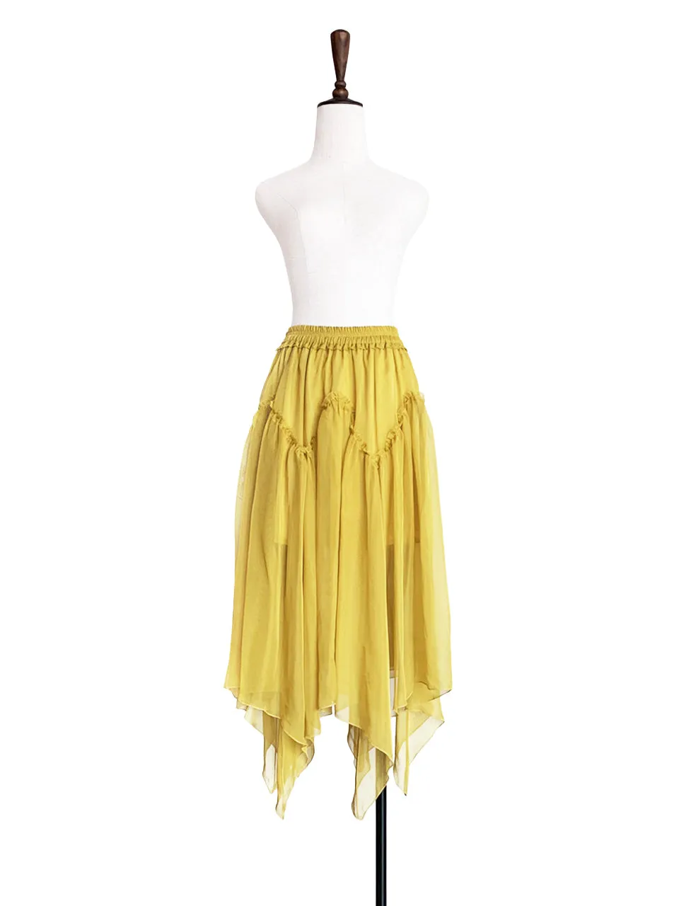 Surprise Sale! Muddy Yellow Handkerchief Hem Chiffon Lightweight Skirt