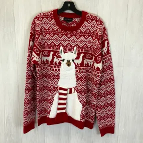 Sweater By Clothes Mentor In Red & White, Size: L