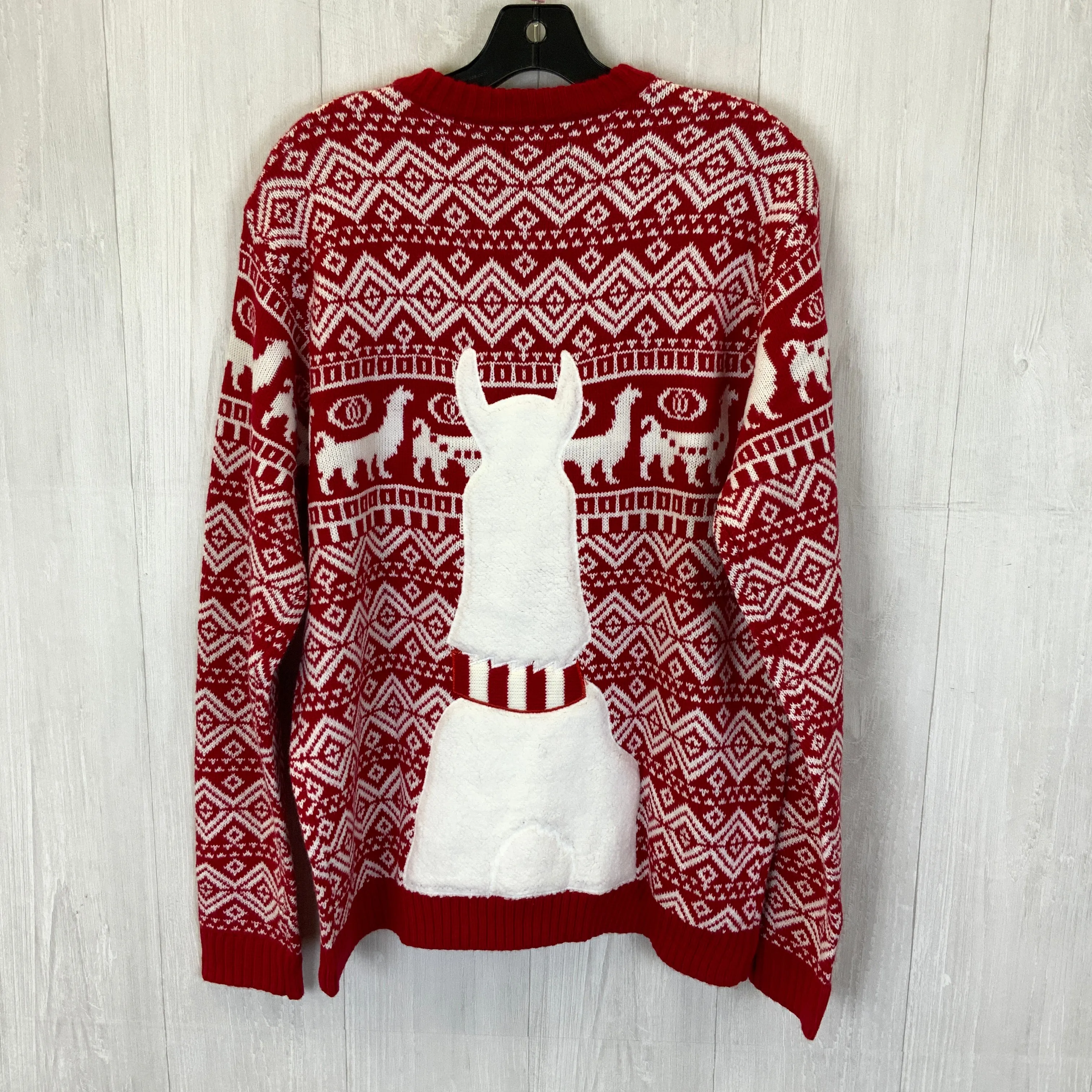 Sweater By Clothes Mentor In Red & White, Size: L