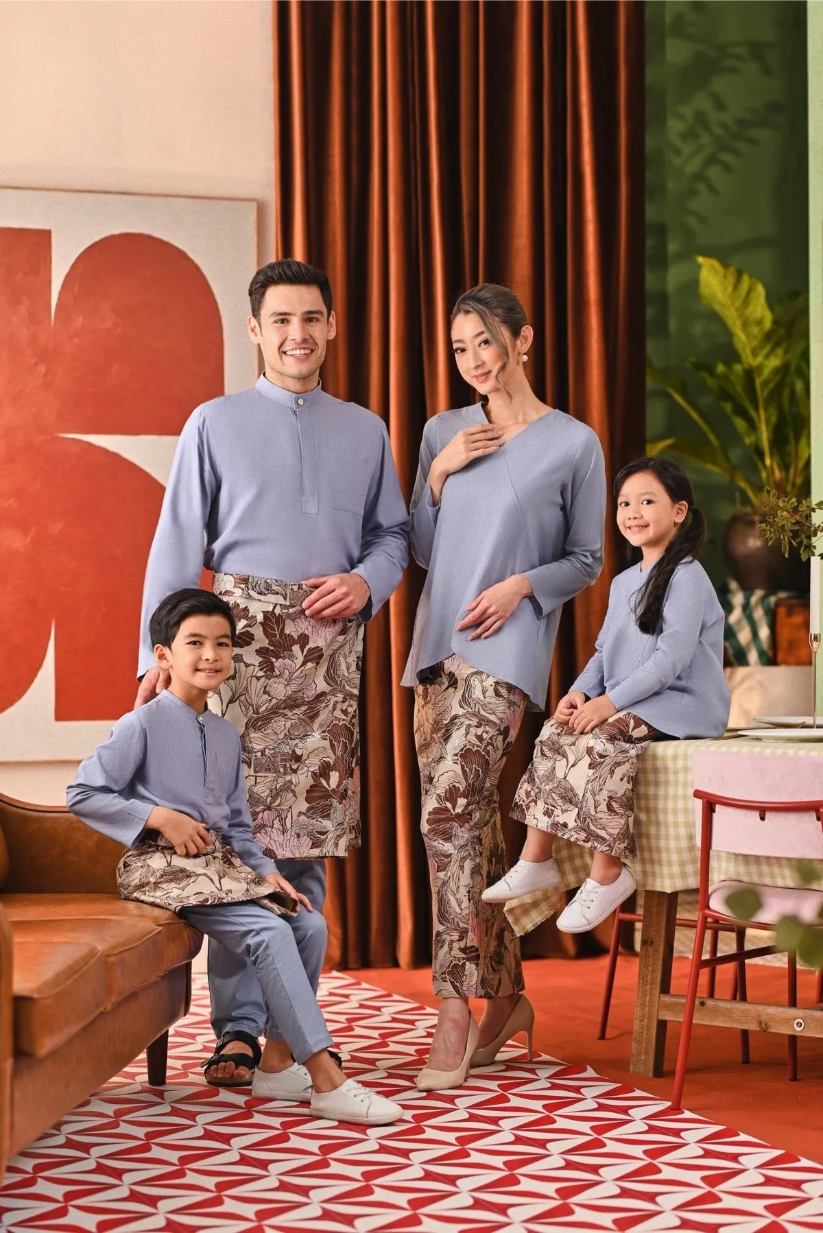 The Capai Baju Melayu Top - Light Pigeon Blue