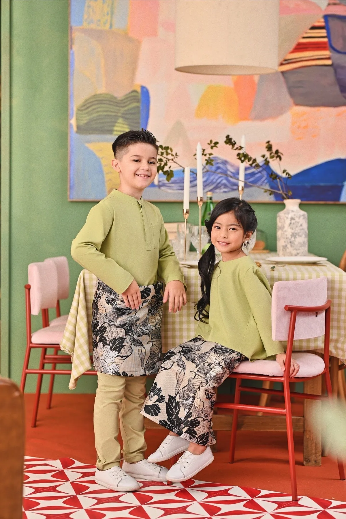 The Capai Baju Melayu Top - Tea Green