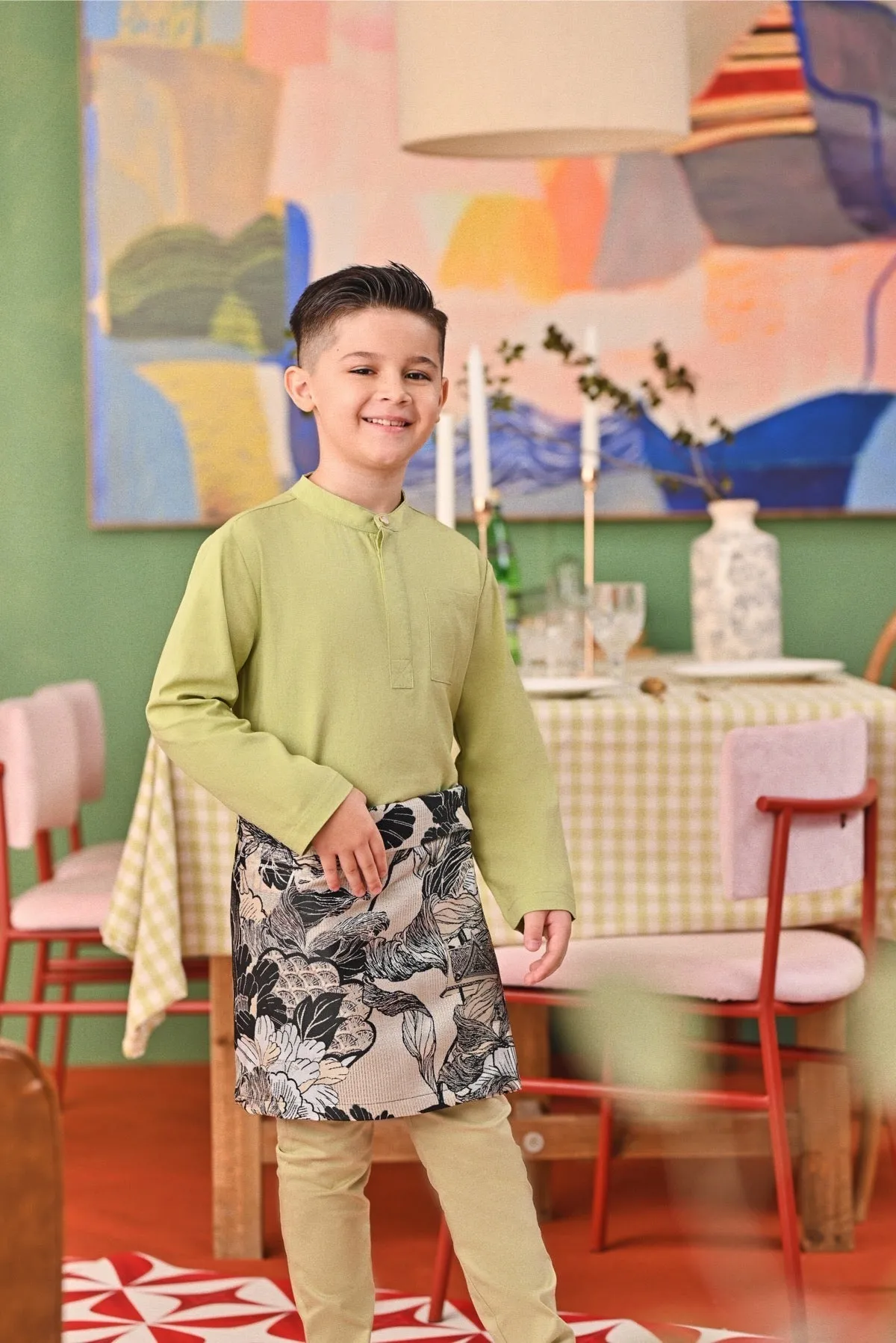 The Capai Baju Melayu Top - Tea Green