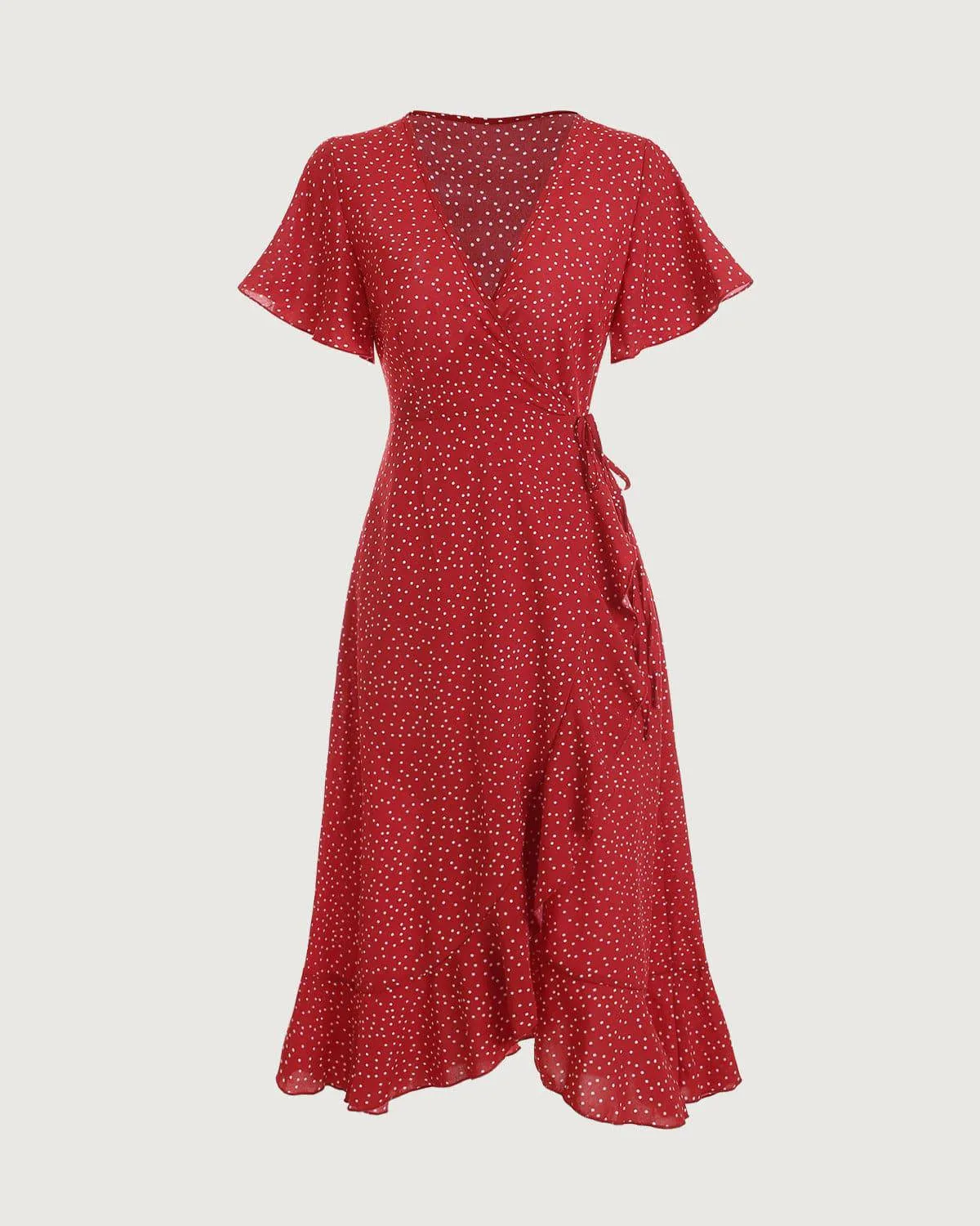 The Polka Dot Ruffle Wrap Dress