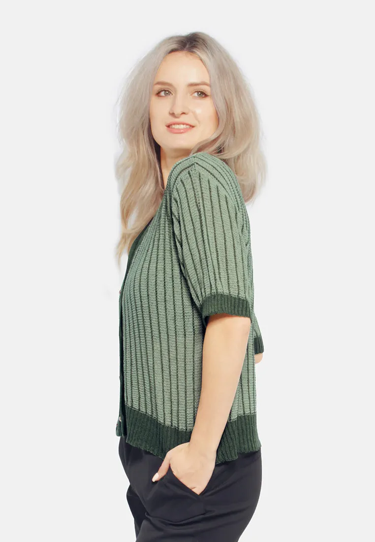 V Neck Cable Knitted Top