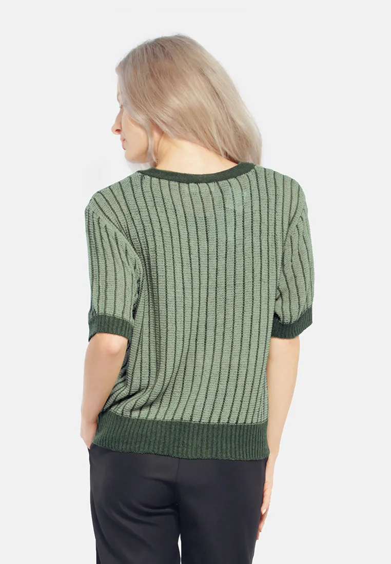 V Neck Cable Knitted Top