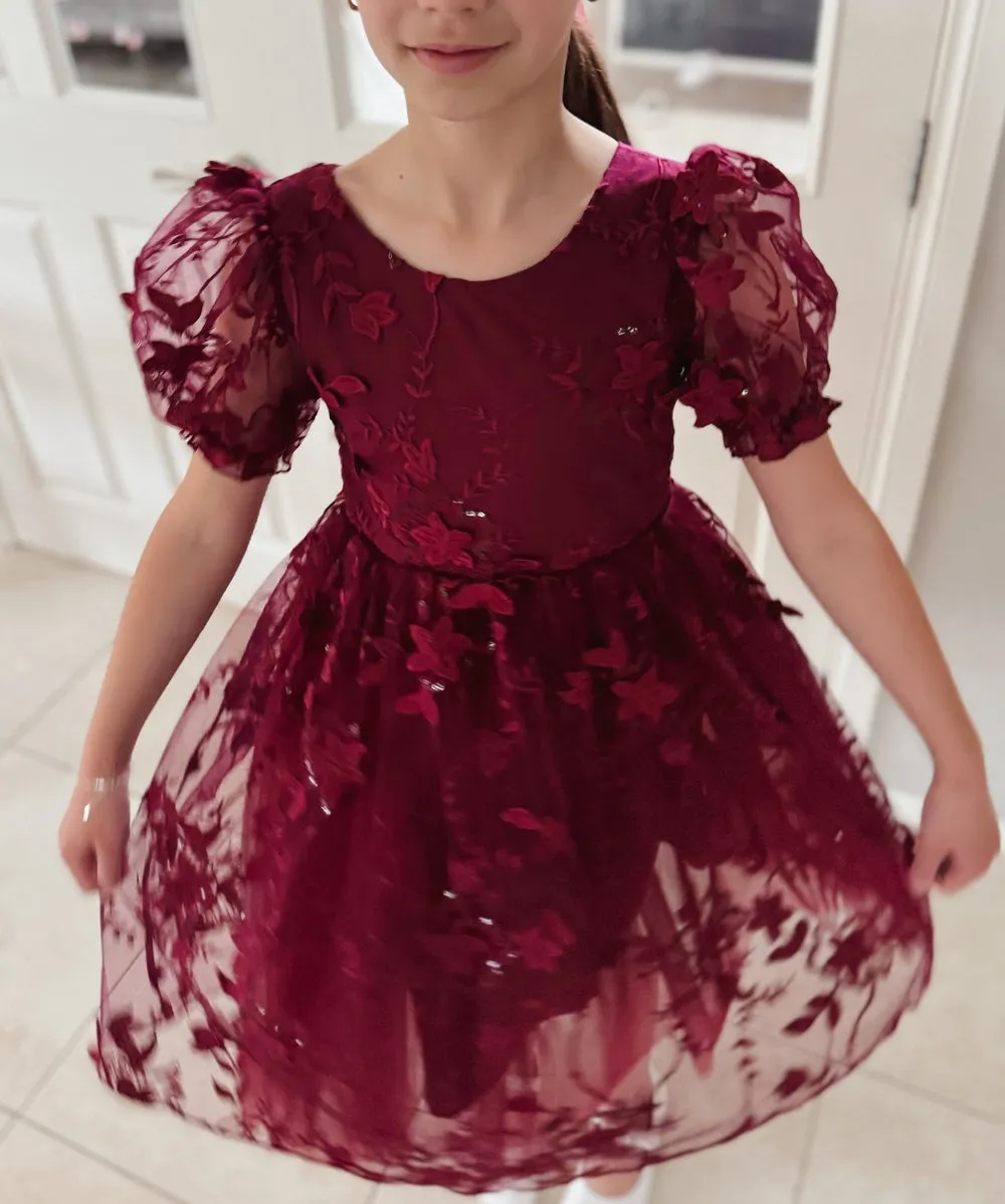 Vienna Girls Burgundy Christmas Dress