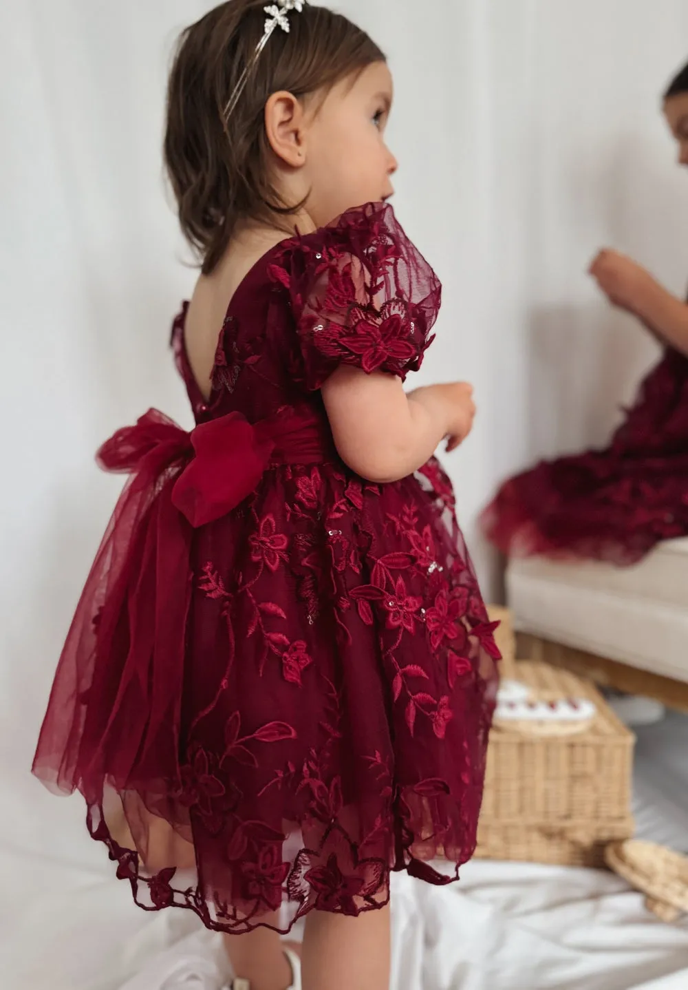 Vienna Girls Burgundy Christmas Dress