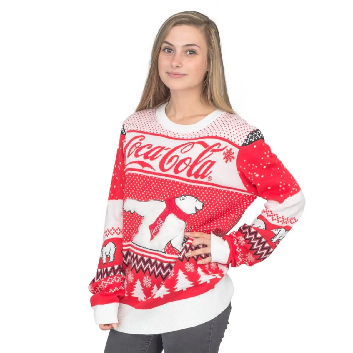 Women's Coca-Cola Polar Bear Coke and Trees Ugly Christmas Sweater