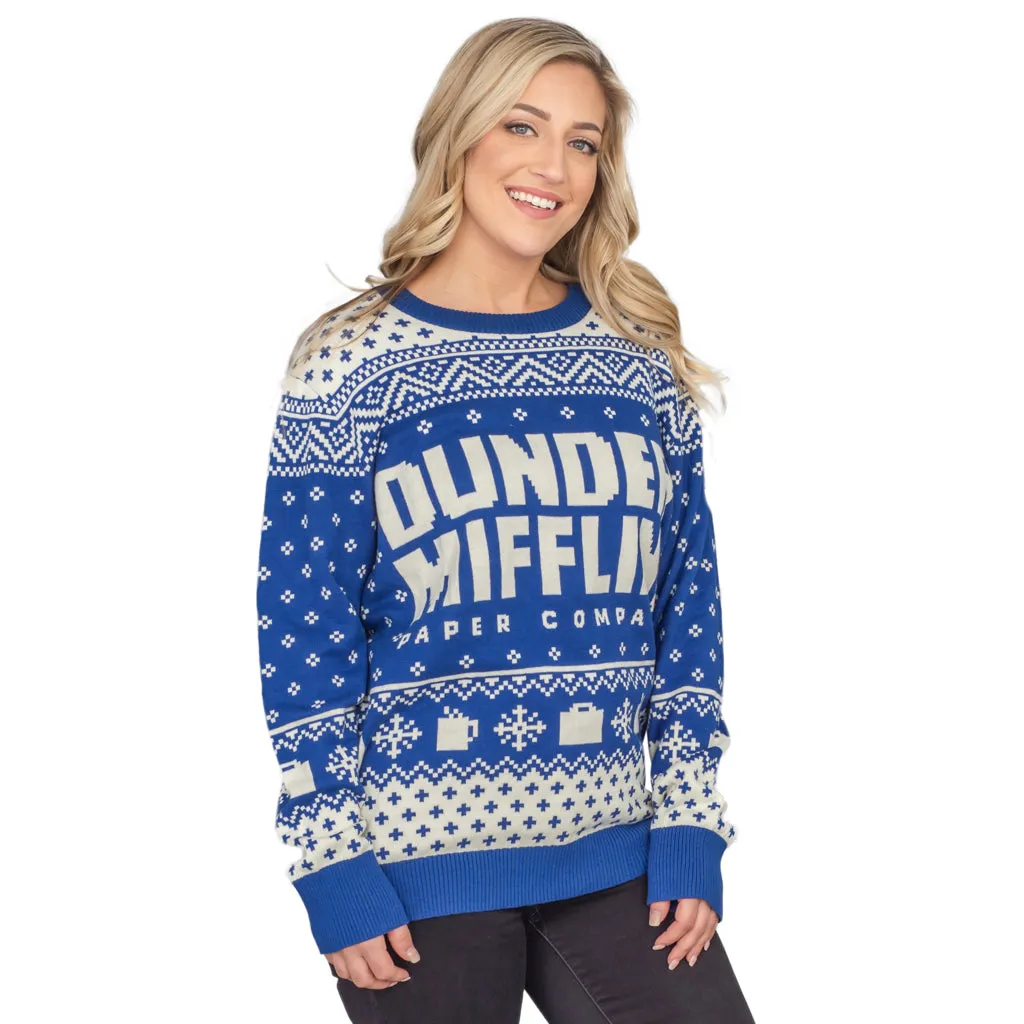 Women's The Office Dunder Mifflin Blue Ugly Christmas Sweater