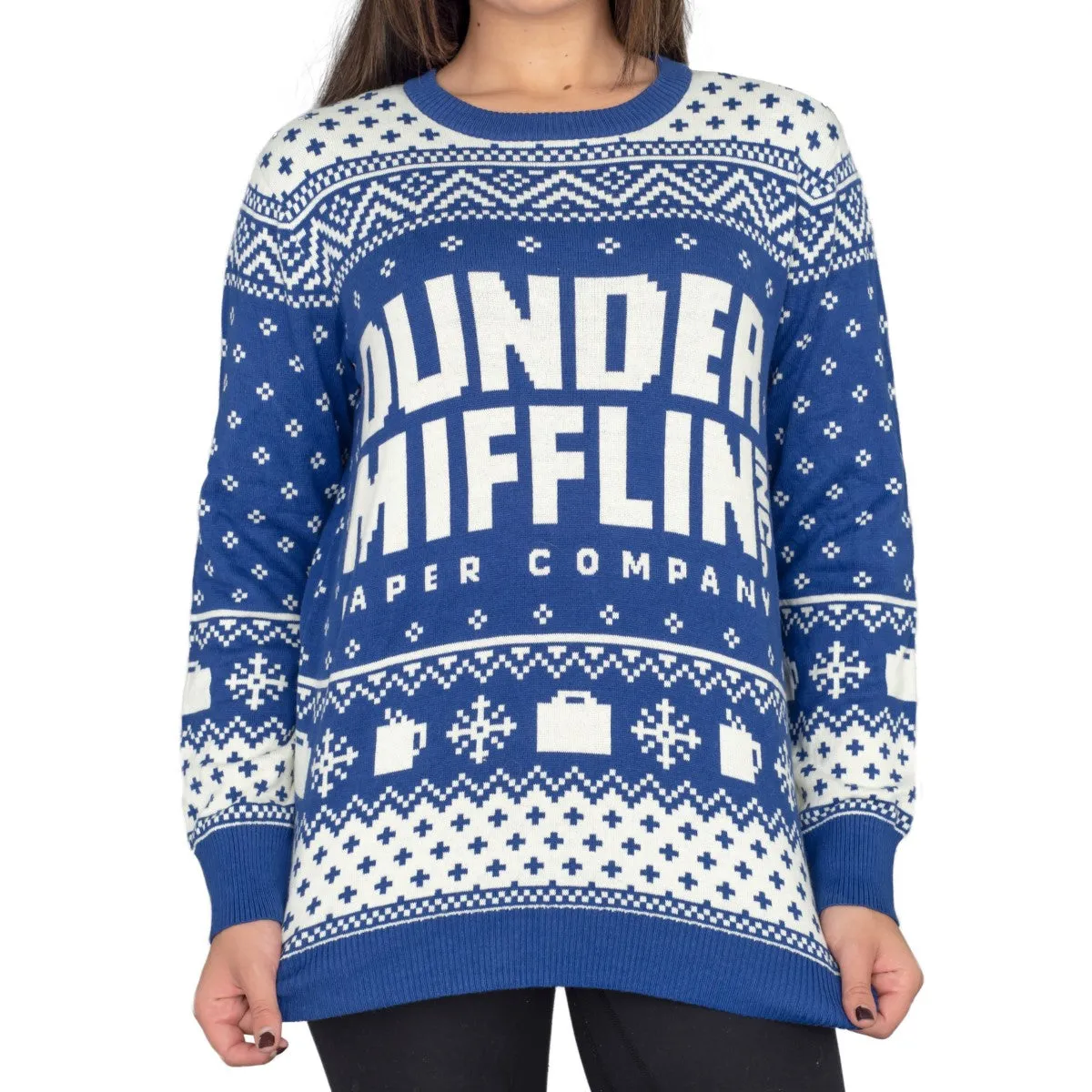 Women's The Office Dunder Mifflin Blue Ugly Christmas Sweater